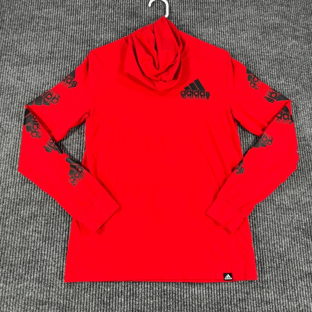 Adidas‎ Shirt Youth Boys XL Extra Large Red Long Sleeve Hooded Regular Fit
